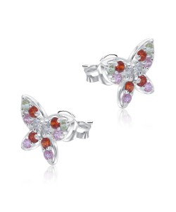 Colorful Butterfly Shaped Silver Stud Earring STS-5668